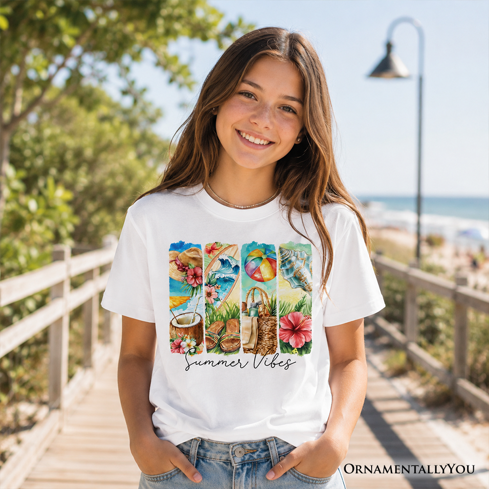 Kids Summer Beach Cotton Tee And Coconut Flowers