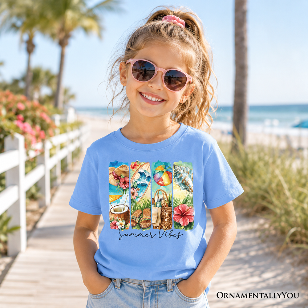 Kids Summer Beach Cotton Tee And Coconut Flowers