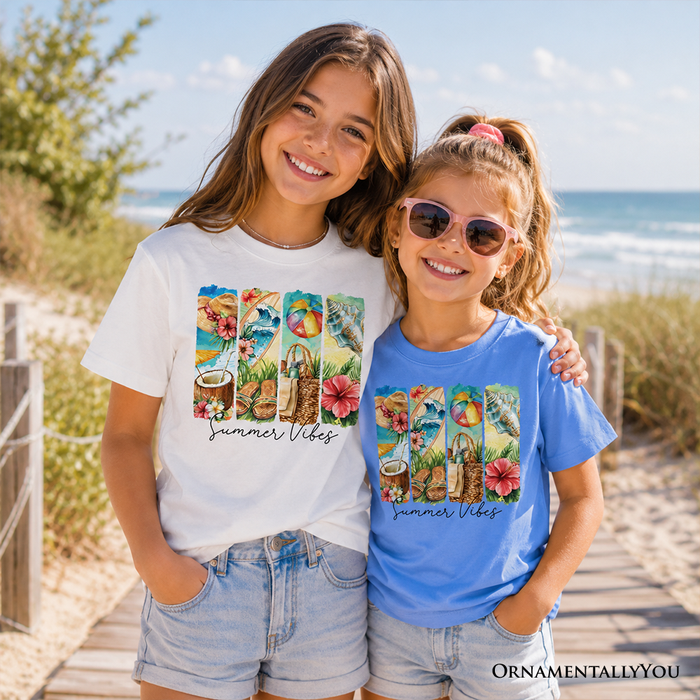 Kids Summer Beach Cotton Tee And Coconut Flowers