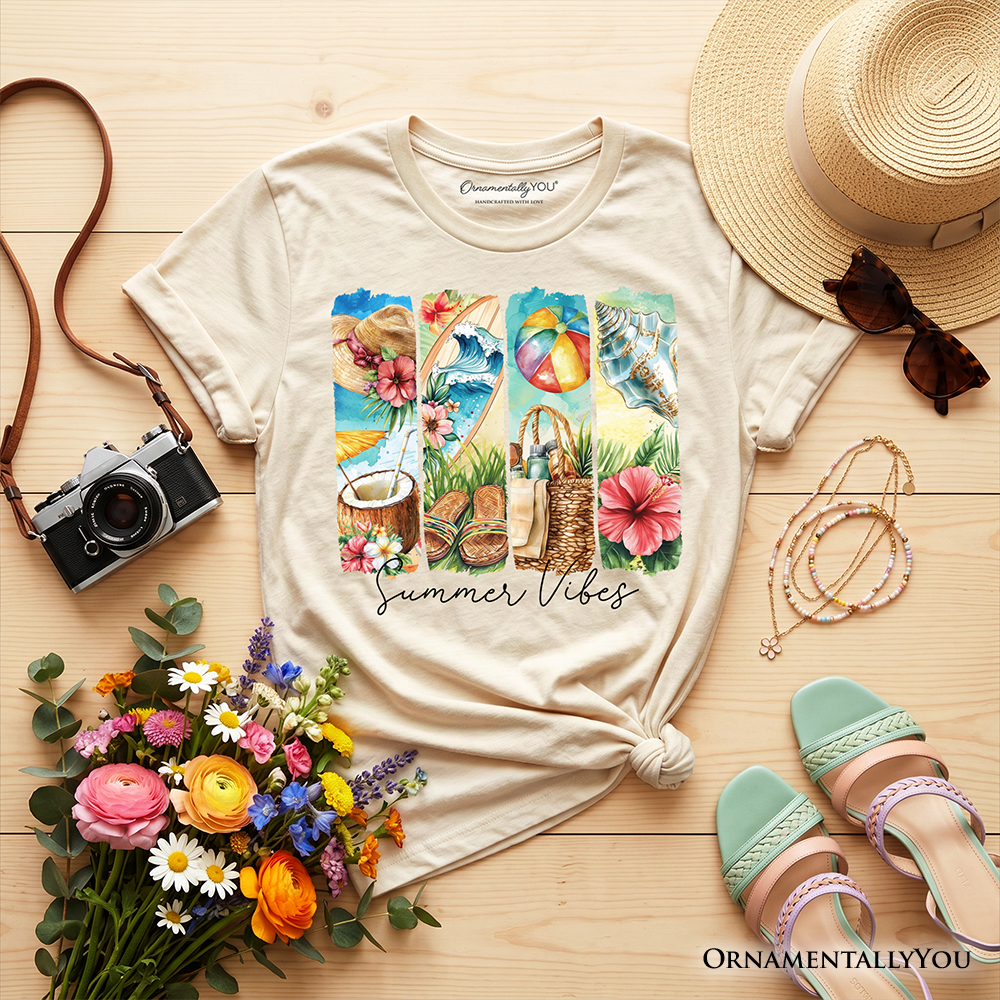 Kids Summer Beach Cotton Tee And Coconut Flowers