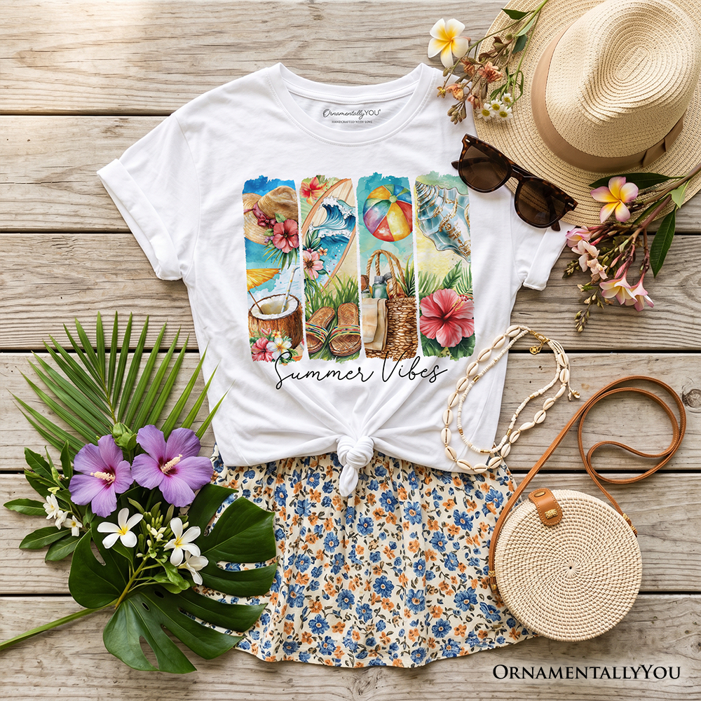 Kids Summer Beach Cotton Tee And Coconut Flowers
