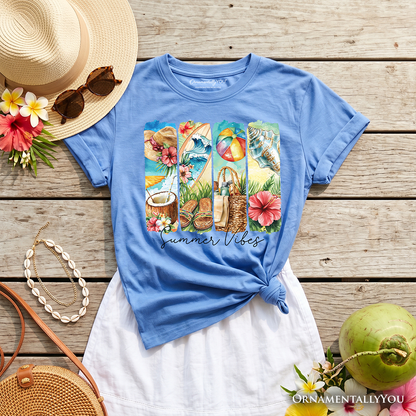 Kids Summer Beach Cotton Tee And Coconut Flowers