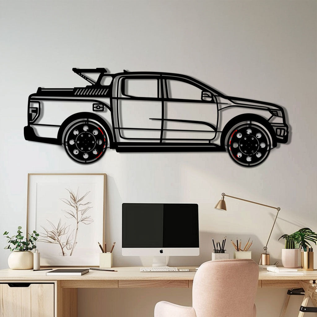 Ford F-150 Metal Truck Wall Art with Rotating Wheels - Iconic American Pickup Silhouette - Interactive Automotive Wall Decor - KAFMEKA138 - Tampa Home & Garden Store