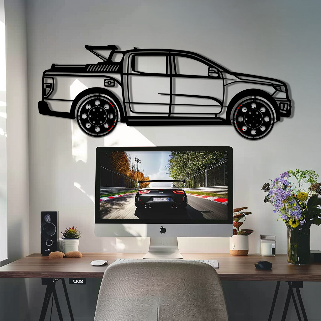 Ford F-150 Metal Truck Wall Art with Rotating Wheels - Iconic American Pickup Silhouette - Interactive Automotive Wall Decor - KAFMEKA138 - Tampa Home & Garden Store