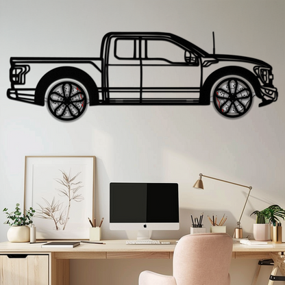 Ford F-150 Raptor Metal Wall Art with Rotating Wheels - 3D Interactive Truck Silhouette - Garage & Office Decor-KAFMEKA085 - Tampa Home & Garden Store