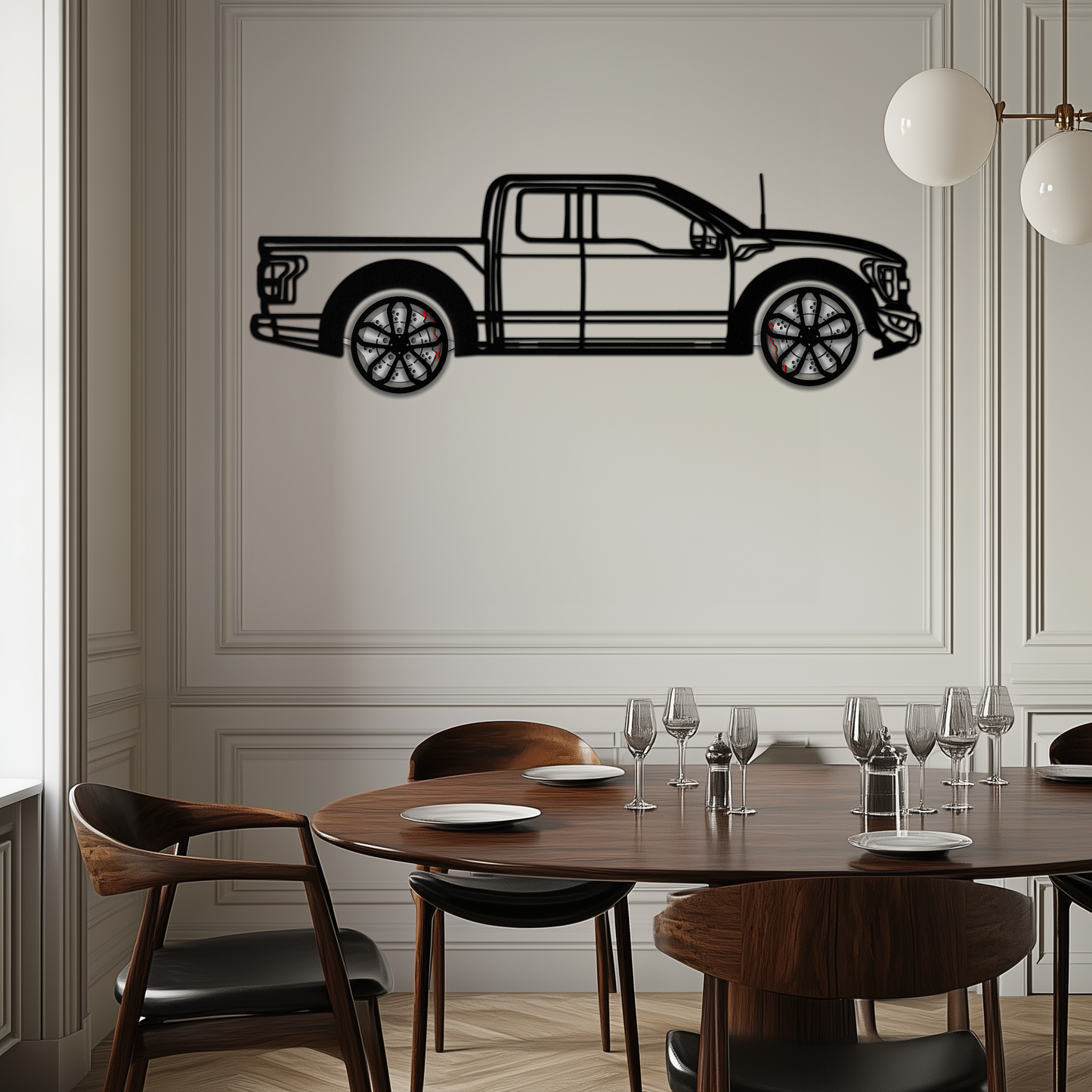 Ford F-150 Raptor Metal Wall Art with Rotating Wheels - 3D Interactive Truck Silhouette - Garage & Office Decor-KAFMEKA085 - Tampa Home & Garden Store