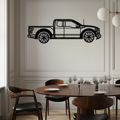 Ford F-150 Raptor Metal Wall Art with Rotating Wheels - 3D Interactive Truck Silhouette - Garage & Office Decor-KAFMEKA085 - Tampa Home & Garden Store