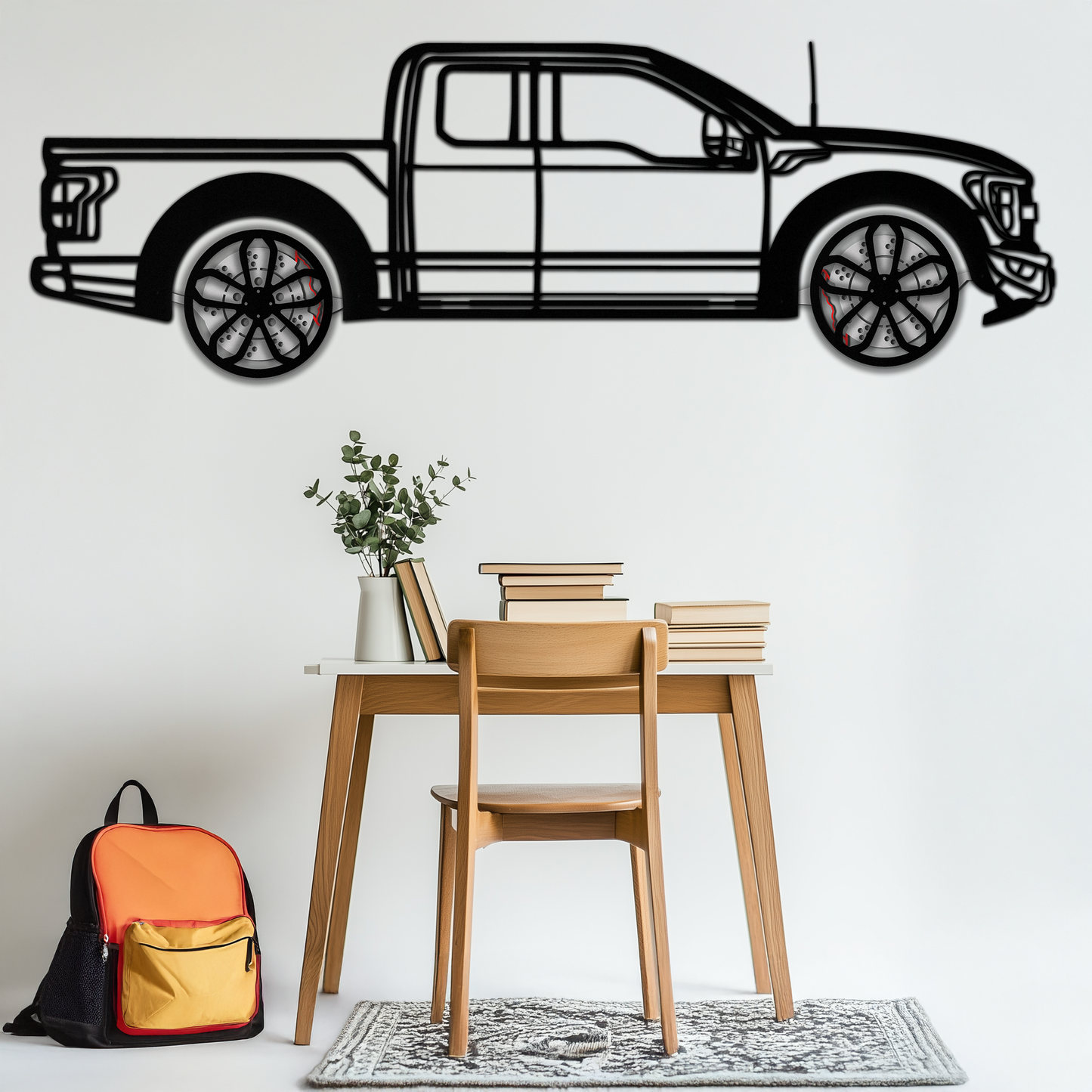 Ford F-150 Raptor Metal Wall Art with Rotating Wheels - 3D Interactive Truck Silhouette - Garage & Office Decor-KAFMEKA085 - Tampa Home & Garden Store