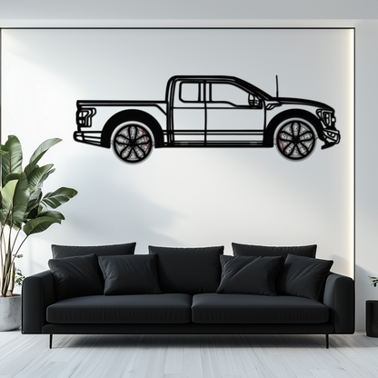 Ford F-150 Raptor Metal Wall Art with Rotating Wheels - 3D Interactive Truck Silhouette - Garage & Office Decor-KAFMEKA085 - Tampa Home & Garden Store