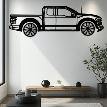 Ford F-150 Raptor Metal Wall Art with Rotating Wheels - 3D Interactive Truck Silhouette - Garage & Office Decor-KAFMEKA085 - Tampa Home & Garden Store