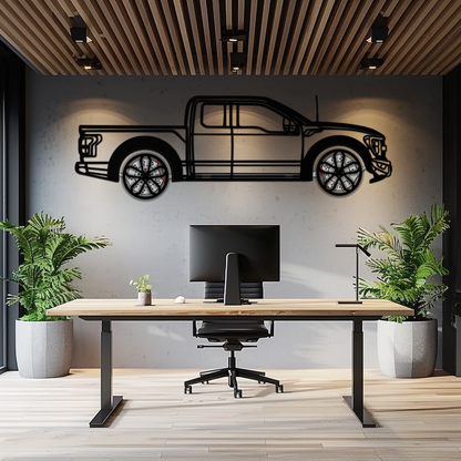 Ford F-150 Raptor Metal Wall Art with Rotating Wheels - 3D Interactive Truck Silhouette - Garage & Office Decor-KAFMEKA085 - Tampa Home & Garden Store