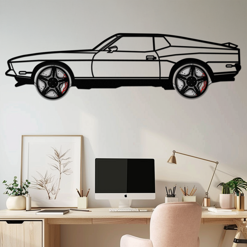 Ford Mustang 1971 Metal Car Wall Art – Rotating Wheels Classic Muscle Car Decor, Garage & Office Gift-KAFMEKA086 - Tampa Home & Garden Store