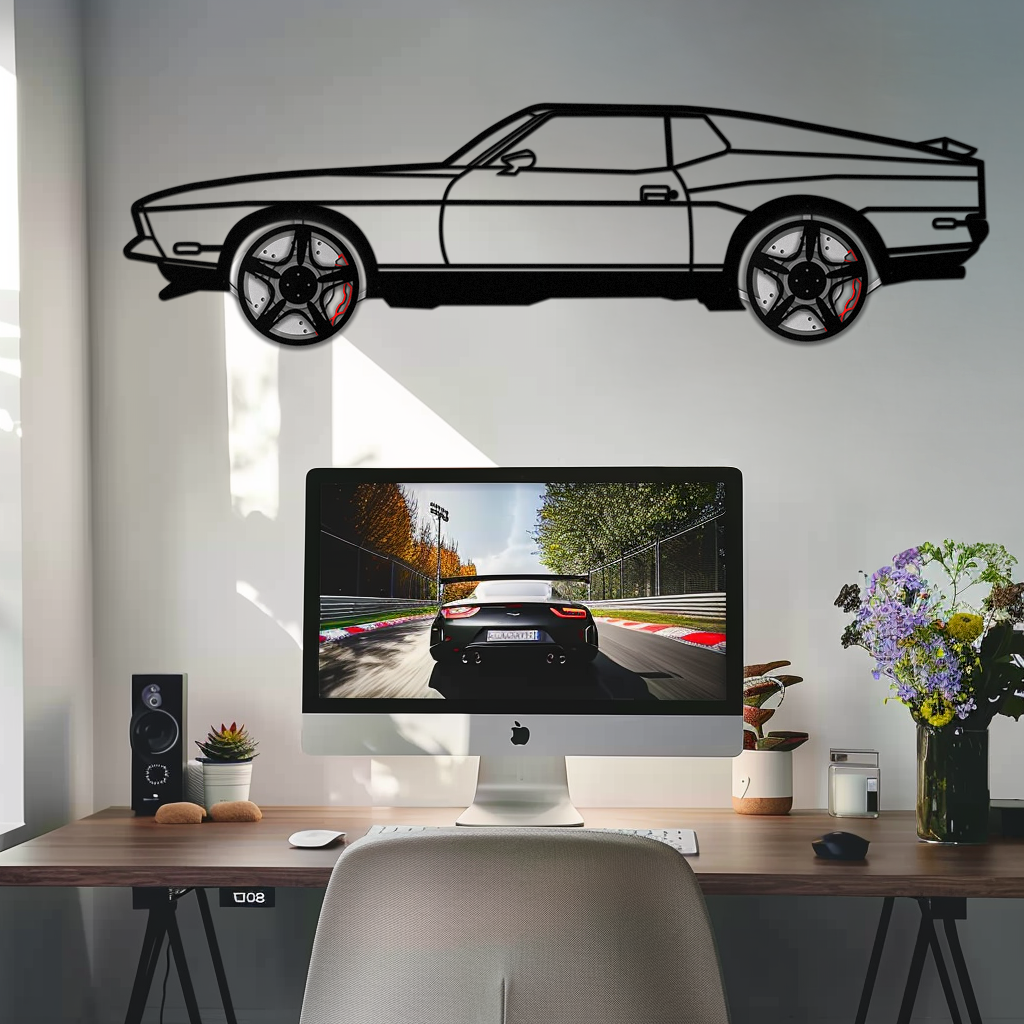 Ford Mustang 1971 Metal Car Wall Art – Rotating Wheels Classic Muscle Car Decor, Garage & Office Gift-KAFMEKA086 - Tampa Home & Garden Store