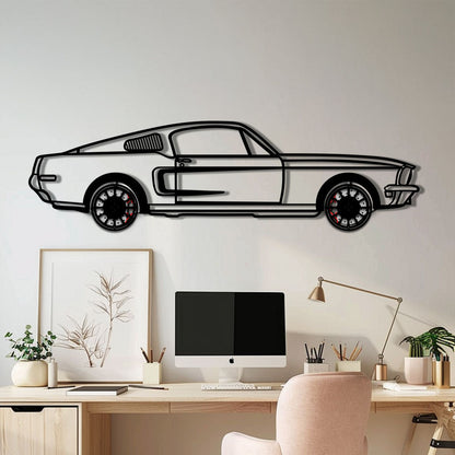 Ford Mustang GT Metal Car Wall Art with Rotating Wheels - Classic American Muscle Silhouette - Interactive Automotive Wall Decor - KAFMEKA137 - Tampa Home & Garden Store