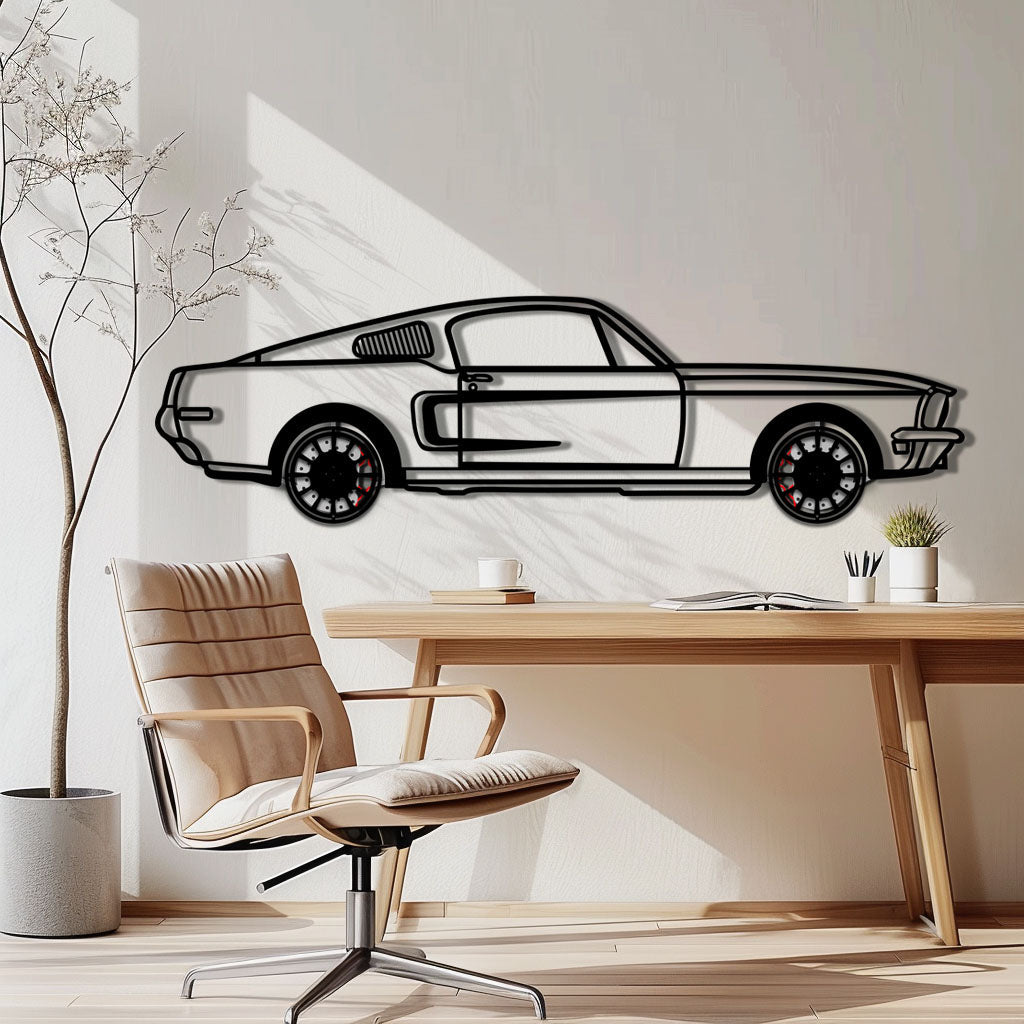Ford Mustang GT Metal Car Wall Art with Rotating Wheels - Classic American Muscle Silhouette - Interactive Automotive Wall Decor - KAFMEKA137 - Tampa Home & Garden Store