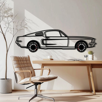 Ford Mustang GT Metal Car Wall Art with Rotating Wheels - Classic American Muscle Silhouette - Interactive Automotive Wall Decor - KAFMEKA137 - Tampa Home & Garden Store