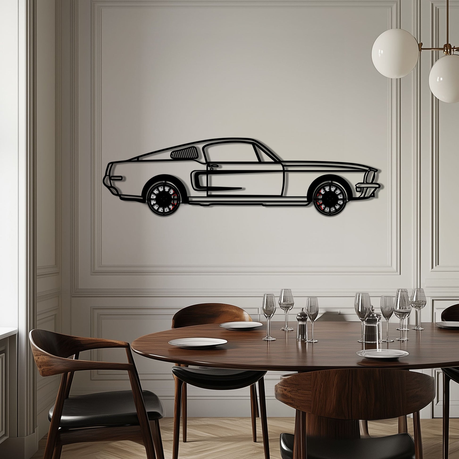 Ford Mustang GT Metal Car Wall Art with Rotating Wheels - Classic American Muscle Silhouette - Interactive Automotive Wall Decor - KAFMEKA137 - Tampa Home & Garden Store