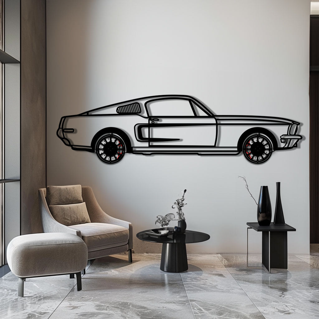 Ford Mustang GT Metal Car Wall Art with Rotating Wheels - Classic American Muscle Silhouette - Interactive Automotive Wall Decor - KAFMEKA137 - Tampa Home & Garden Store