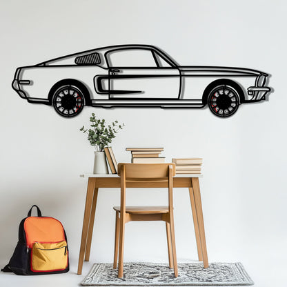 Ford Mustang GT Metal Car Wall Art with Rotating Wheels - Classic American Muscle Silhouette - Interactive Automotive Wall Decor - KAFMEKA137 - Tampa Home & Garden Store