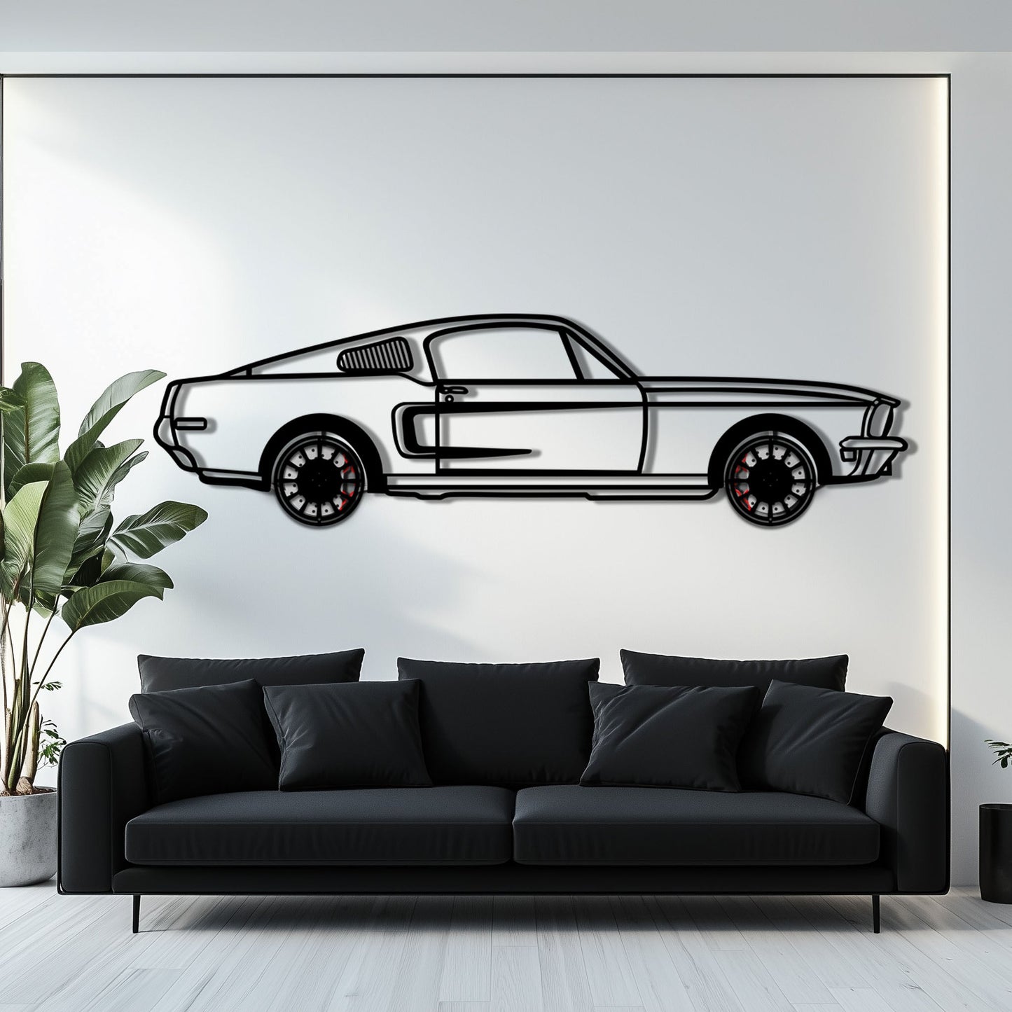 Ford Mustang GT Metal Car Wall Art with Rotating Wheels - Classic American Muscle Silhouette - Interactive Automotive Wall Decor - KAFMEKA137 - Tampa Home & Garden Store