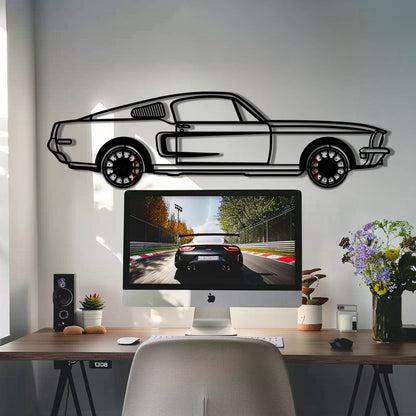 Ford Mustang GT Metal Car Wall Art with Rotating Wheels - Classic American Muscle Silhouette - Interactive Automotive Wall Decor - KAFMEKA137 - Tampa Home & Garden Store