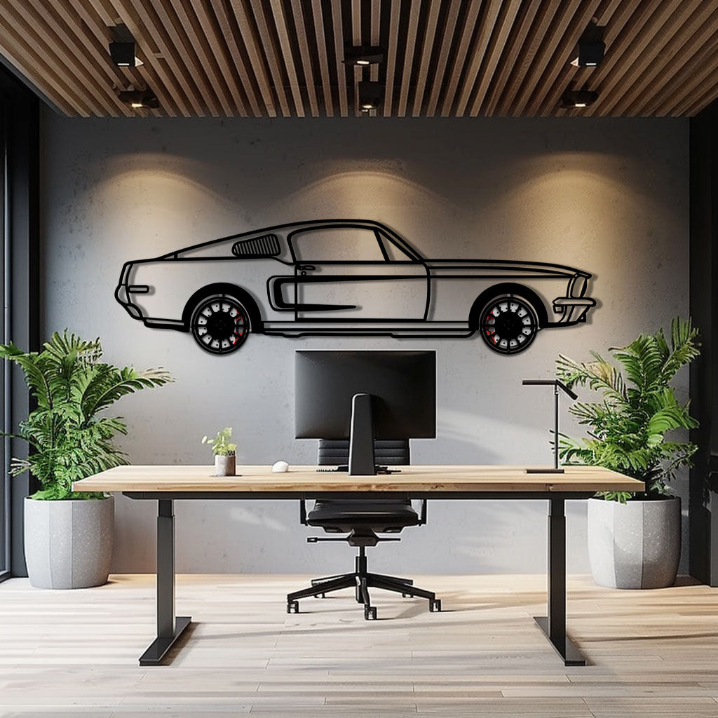 Ford Mustang GT Metal Car Wall Art with Rotating Wheels - Classic American Muscle Silhouette - Interactive Automotive Wall Decor - KAFMEKA137 - Tampa Home & Garden Store