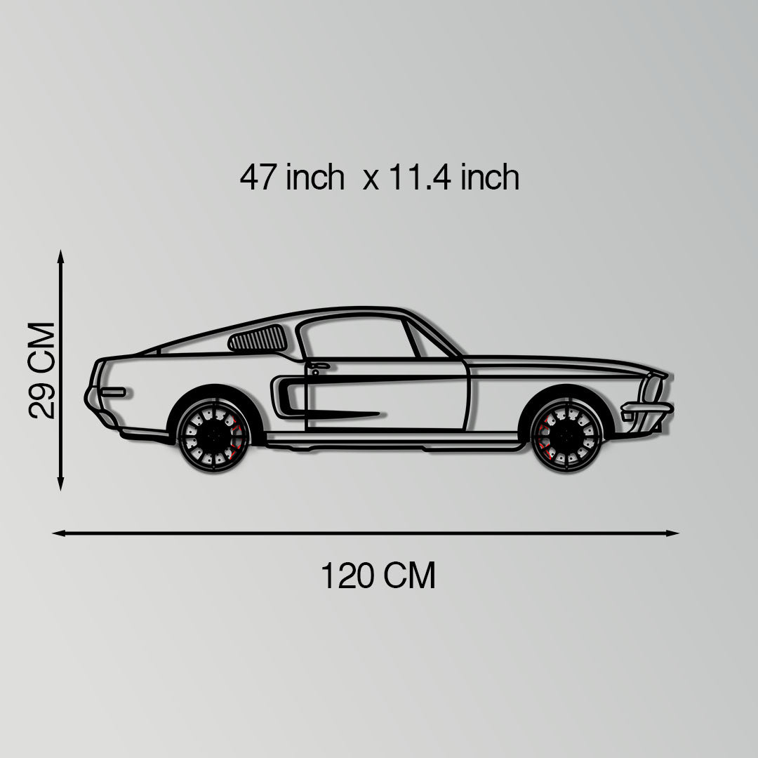 Ford Mustang GT Metal Car Wall Art with Rotating Wheels - Classic American Muscle Silhouette - Interactive Automotive Wall Decor - KAFMEKA137 - Tampa Home & Garden Store