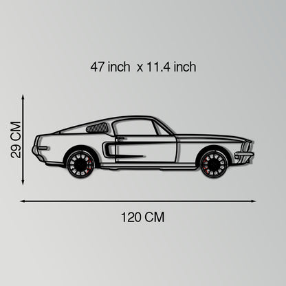 Ford Mustang GT Metal Car Wall Art with Rotating Wheels - Classic American Muscle Silhouette - Interactive Automotive Wall Decor - KAFMEKA137 - Tampa Home & Garden Store