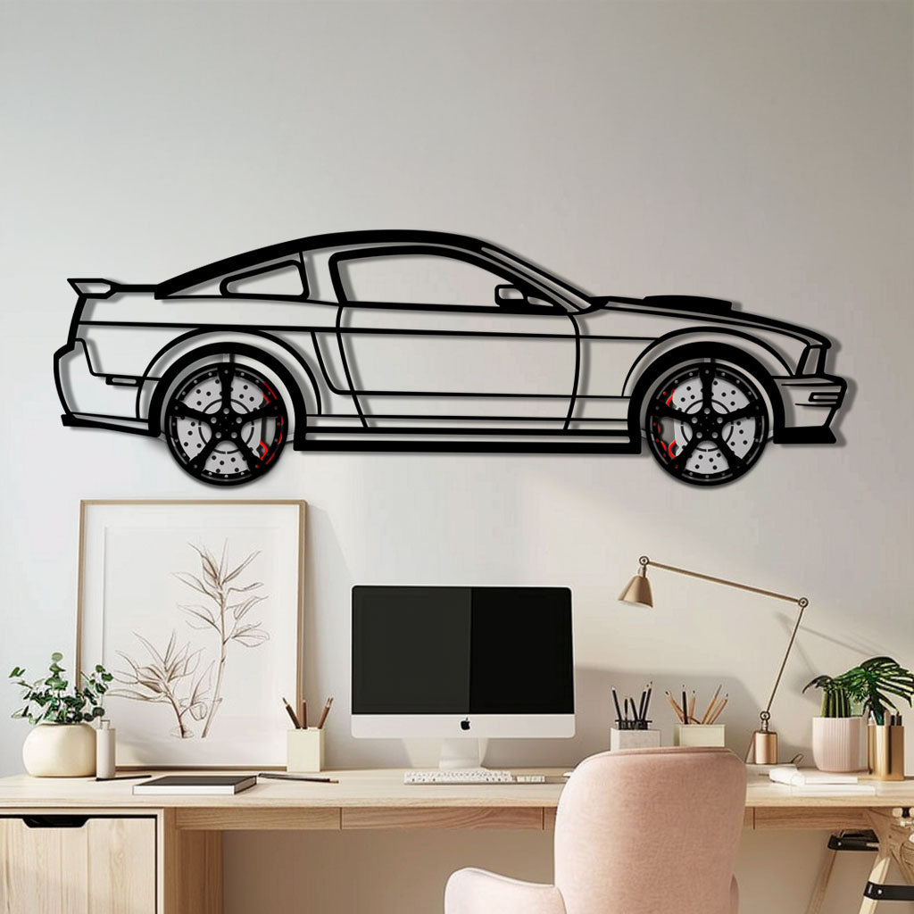 Ford Mustang GTR (2008) Metal Car Wall Art with Rotating Wheels - Modern Muscle Silhouette Decor - Interactive Automotive Wall Art - KAFMEKA139 - Tampa Home & Garden Store
