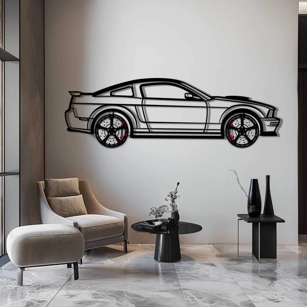 Ford Mustang GTR (2008) Metal Car Wall Art with Rotating Wheels - Modern Muscle Silhouette Decor - Interactive Automotive Wall Art - KAFMEKA139 - Tampa Home & Garden Store