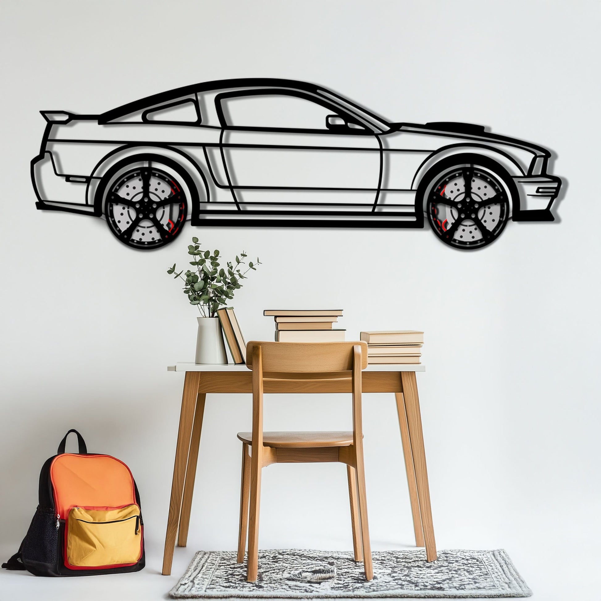Ford Mustang GTR (2008) Metal Car Wall Art with Rotating Wheels - Modern Muscle Silhouette Decor - Interactive Automotive Wall Art - KAFMEKA139 - Tampa Home & Garden Store