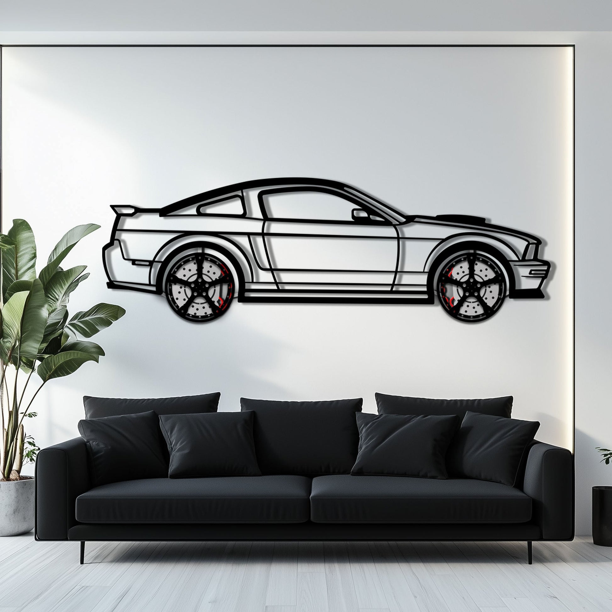 Ford Mustang GTR (2008) Metal Car Wall Art with Rotating Wheels - Modern Muscle Silhouette Decor - Interactive Automotive Wall Art - KAFMEKA139 - Tampa Home & Garden Store