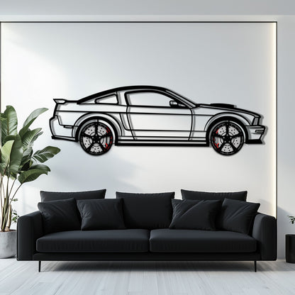 Ford Mustang GTR (2008) Metal Car Wall Art with Rotating Wheels - Modern Muscle Silhouette Decor - Interactive Automotive Wall Art - KAFMEKA139 - Tampa Home & Garden Store
