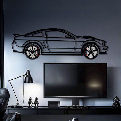 Ford Mustang GTR (2008) Metal Car Wall Art with Rotating Wheels - Modern Muscle Silhouette Decor - Interactive Automotive Wall Art - KAFMEKA139 - Tampa Home & Garden Store