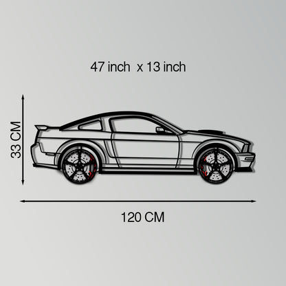 Ford Mustang GTR (2008) Metal Car Wall Art with Rotating Wheels - Modern Muscle Silhouette Decor - Interactive Automotive Wall Art - KAFMEKA139 - Tampa Home & Garden Store