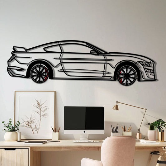 Ford Mustang Shelby GT500 Metal Car Wall Art with Rotating Wheels - Modern Muscle Silhouette Decor - Interactive Automotive Wall Art - KAFMEKA140 - Tampa Home & Garden Store