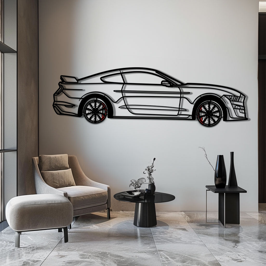 Ford Mustang Shelby GT500 Metal Car Wall Art with Rotating Wheels - Modern Muscle Silhouette Decor - Interactive Automotive Wall Art - KAFMEKA140 - Tampa Home & Garden Store