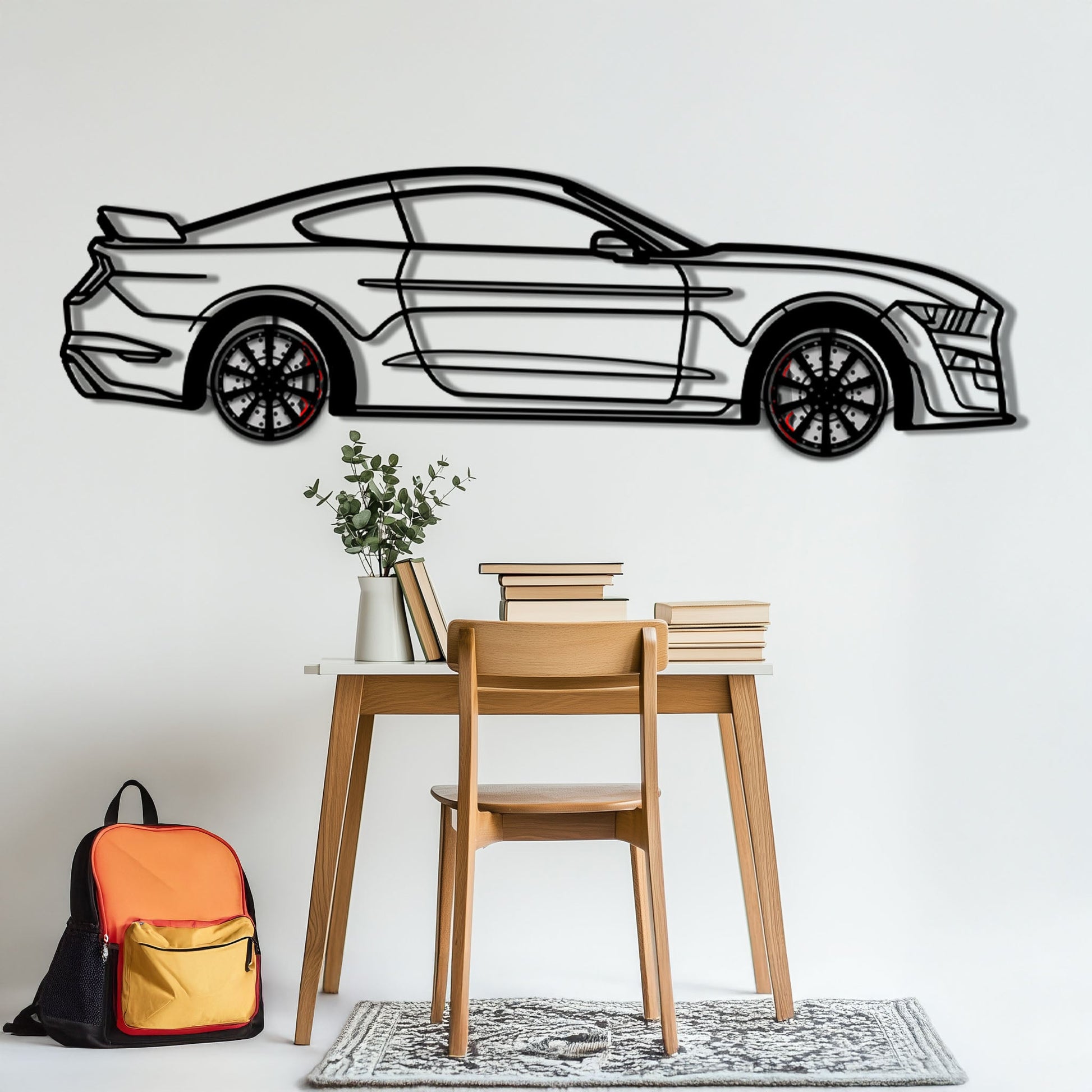 Ford Mustang Shelby GT500 Metal Car Wall Art with Rotating Wheels - Modern Muscle Silhouette Decor - Interactive Automotive Wall Art - KAFMEKA140 - Tampa Home & Garden Store