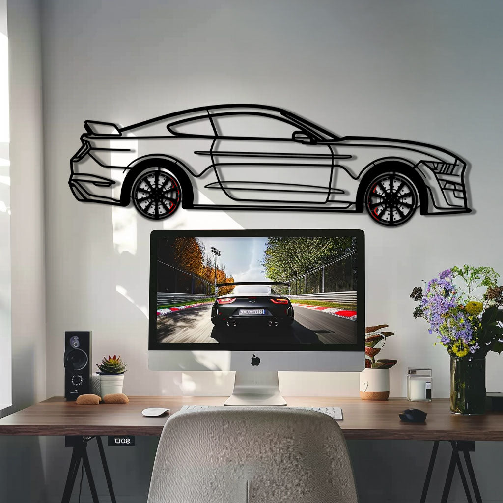 Ford Mustang Shelby GT500 Metal Car Wall Art with Rotating Wheels - Modern Muscle Silhouette Decor - Interactive Automotive Wall Art - KAFMEKA140 - Tampa Home & Garden Store
