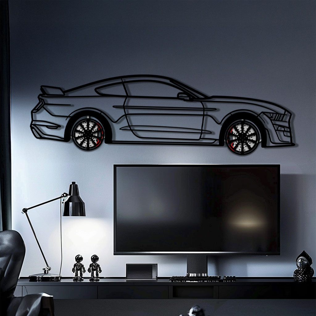 Ford Mustang Shelby GT500 Metal Car Wall Art with Rotating Wheels - Modern Muscle Silhouette Decor - Interactive Automotive Wall Art - KAFMEKA140 - Tampa Home & Garden Store