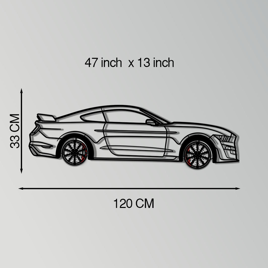 Ford Mustang Shelby GT500 Metal Car Wall Art with Rotating Wheels - Modern Muscle Silhouette Decor - Interactive Automotive Wall Art - KAFMEKA140 - Tampa Home & Garden Store