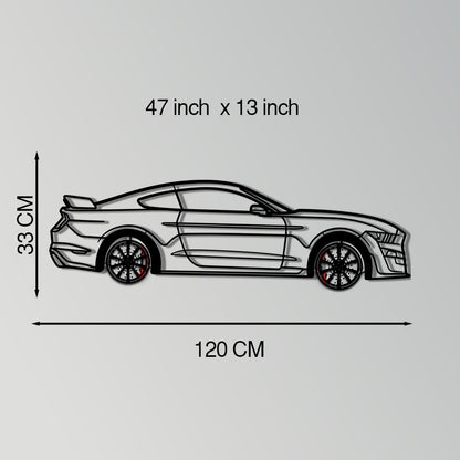Ford Mustang Shelby GT500 Metal Car Wall Art with Rotating Wheels - Modern Muscle Silhouette Decor - Interactive Automotive Wall Art - KAFMEKA140 - Tampa Home & Garden Store