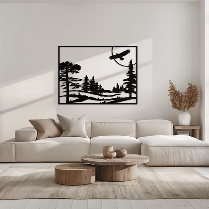 Forest Landscape Metal Wall Art - Steel Wall Decor for Home and Cabin - KAF018 - Tampa Home & Garden Store