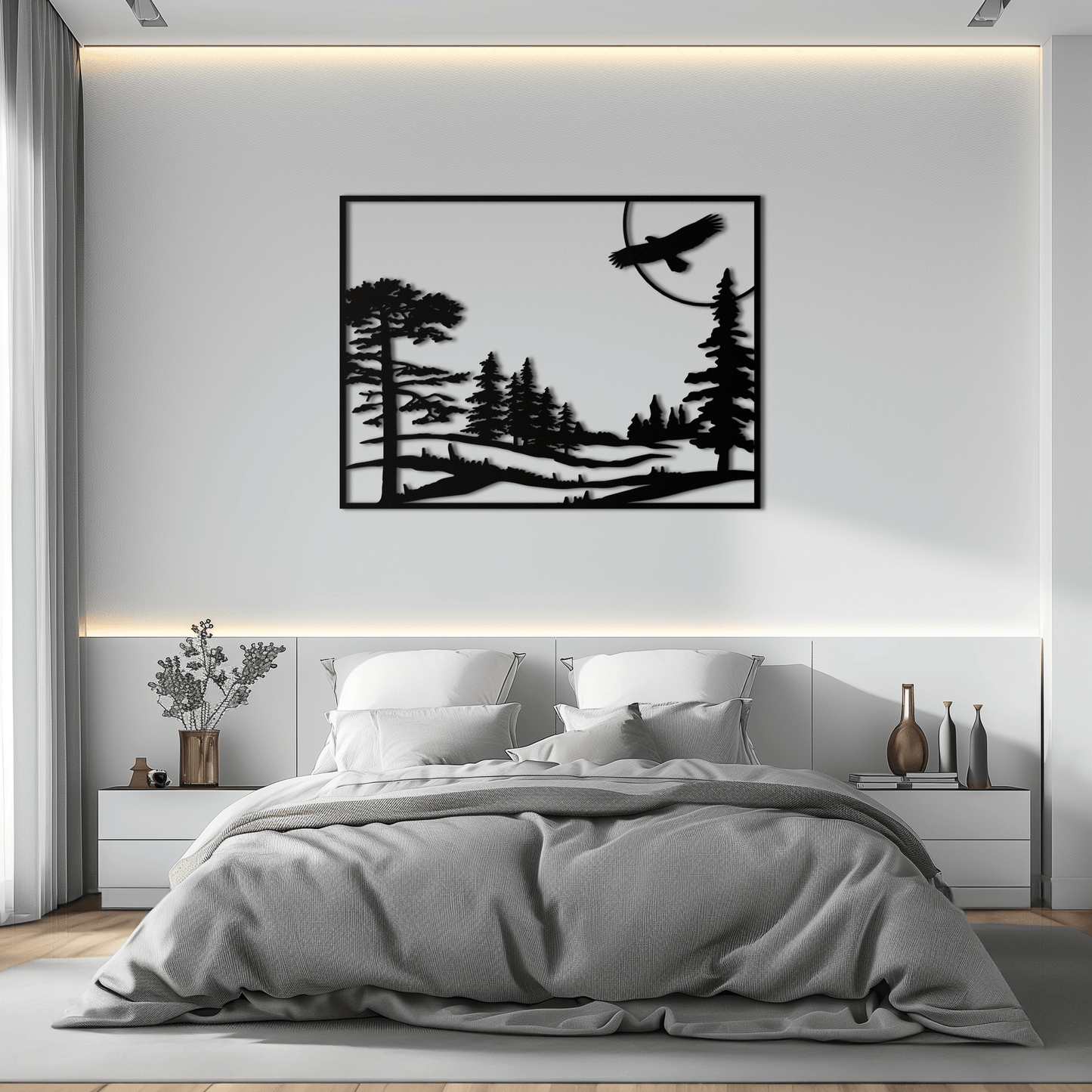 Forest Landscape Metal Wall Art - Steel Wall Decor for Home and Cabin - KAF018 - Tampa Home & Garden Store