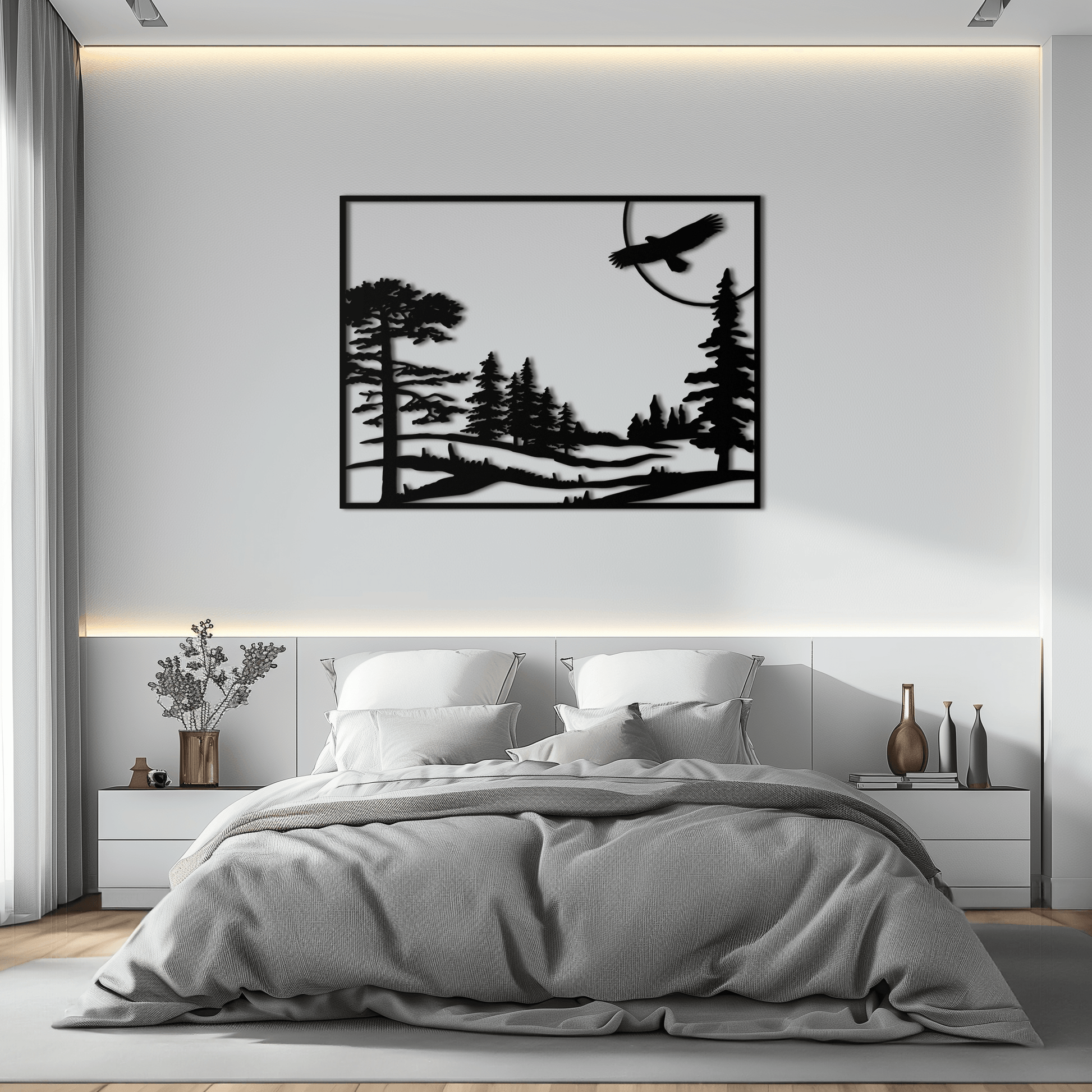 Forest Landscape Metal Wall Art - Steel Wall Decor for Home and Cabin - KAF018 - Tampa Home & Garden Store