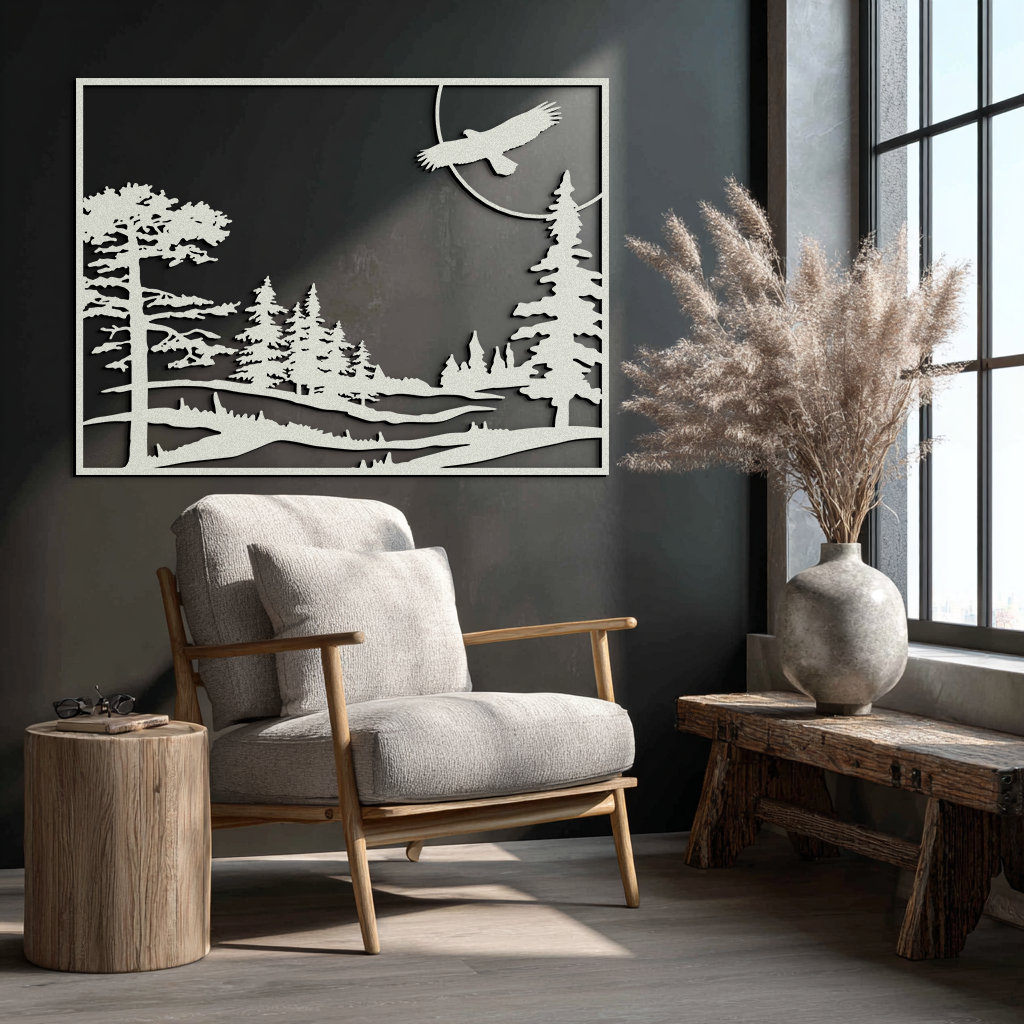 Forest Landscape Metal Wall Art - Steel Wall Decor for Home and Cabin - KAF018 - Tampa Home & Garden Store