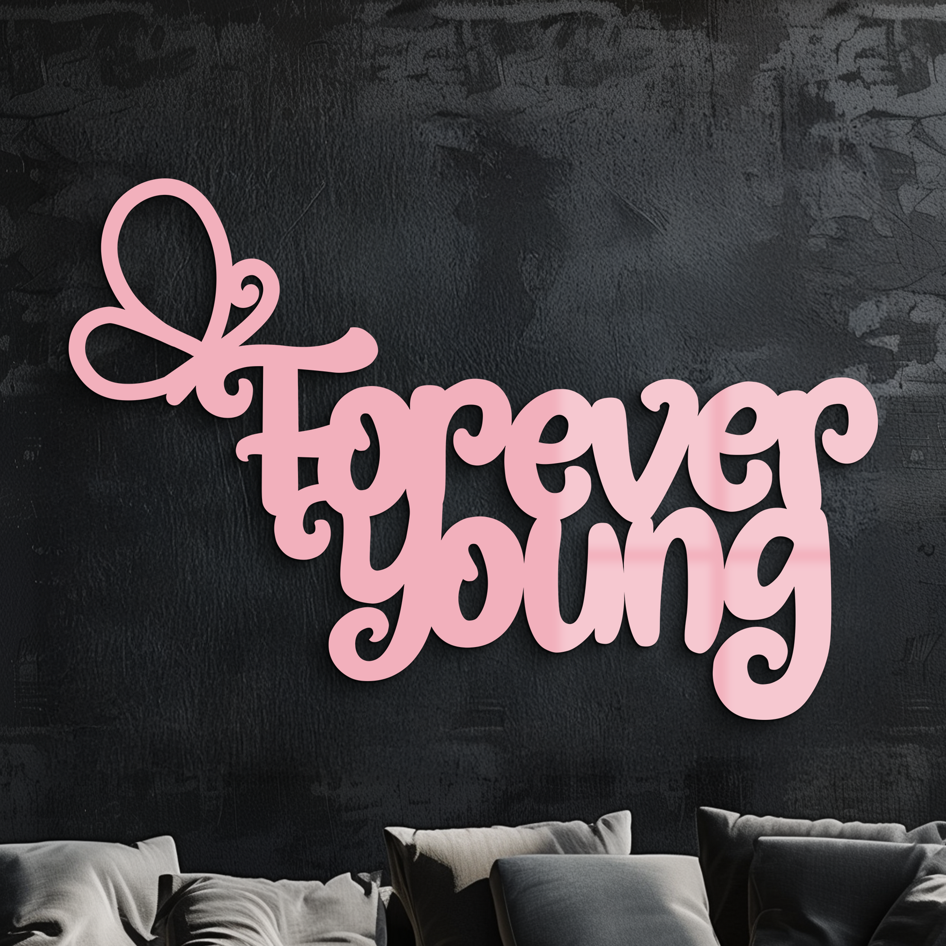 Forever Young Butterfly Script Metal Wall Art – Whimsical Home Decor - KAFGP117 - Tampa Home & Garden Store