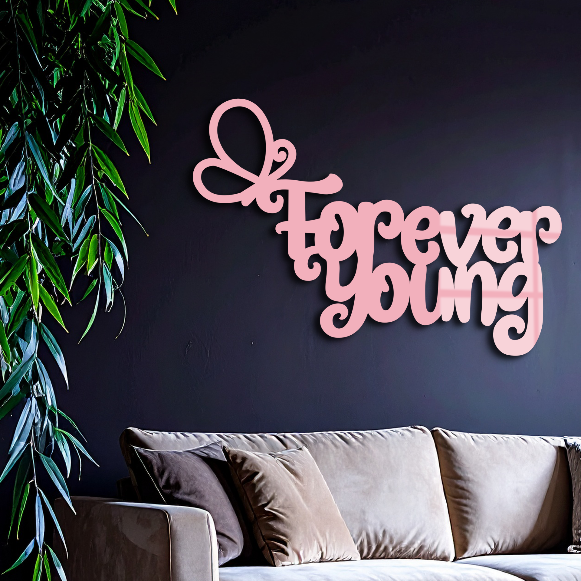 Forever Young Butterfly Script Metal Wall Art – Whimsical Home Decor - KAFGP117 - Tampa Home & Garden Store