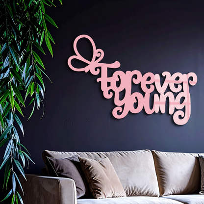 Forever Young Butterfly Script Metal Wall Art – Whimsical Home Decor - KAFGP117 - Tampa Home & Garden Store