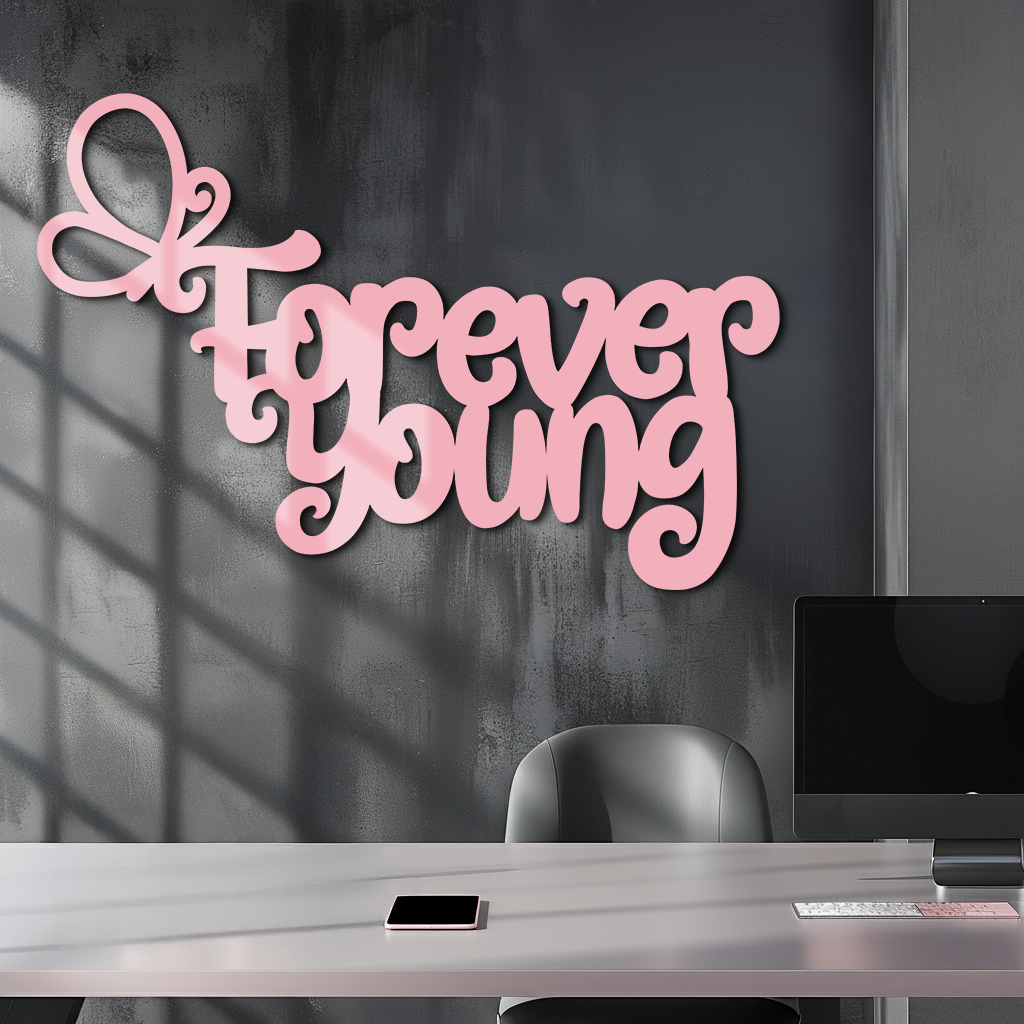 Forever Young Butterfly Script Metal Wall Art – Whimsical Home Decor - KAFGP117 - Tampa Home & Garden Store